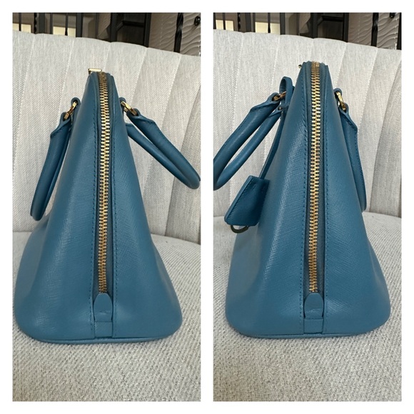 PRADA Logo Blue Saffiano Leather Tote Bag w/ auth cert - Picture 8 of 14